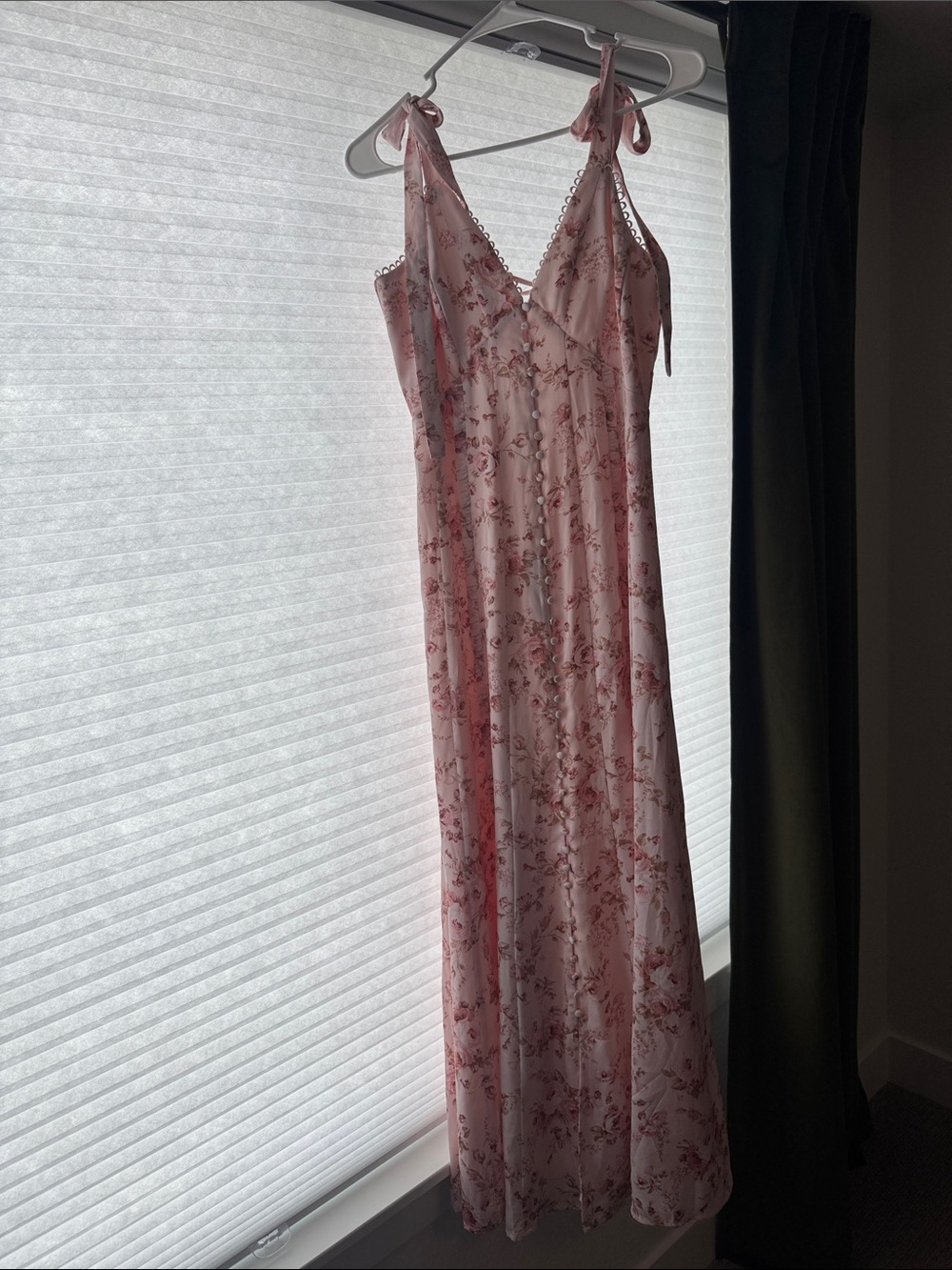 Altar’d State | Tie-Shoulder Pink Floral Slip Dress